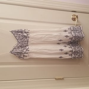 White/ Navy Embroidered Sundress